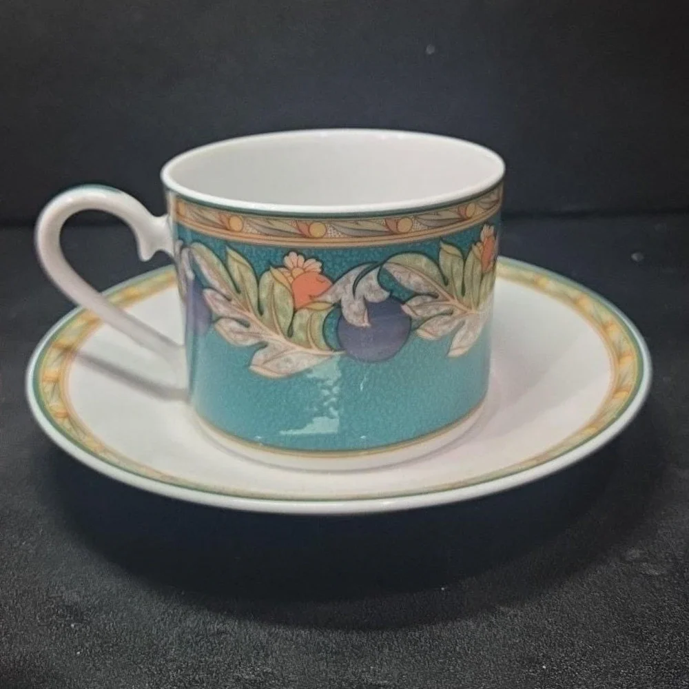 Noritake Brandywine Teacup & Saucer, Vintage Impromptu Collection Tableware‎